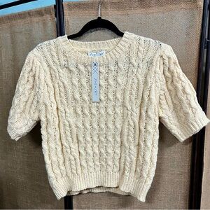 She + Sky Cream Cable Knit Boutique Sweater NWT Sz L